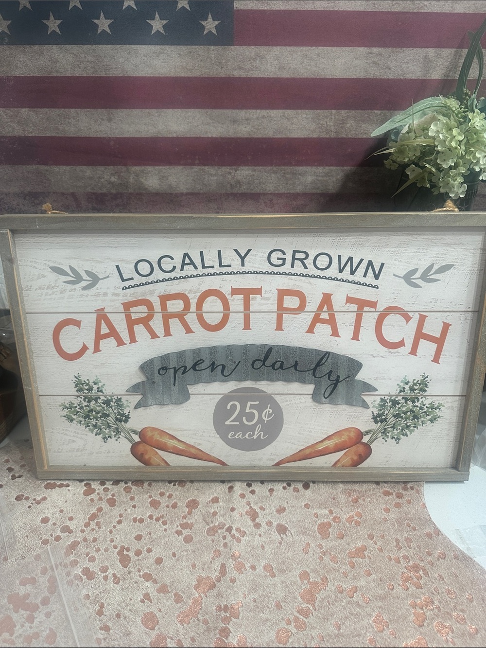 Hobby Lobby Orange and Green "Carrot Patch" Farmhouse Wall Sign